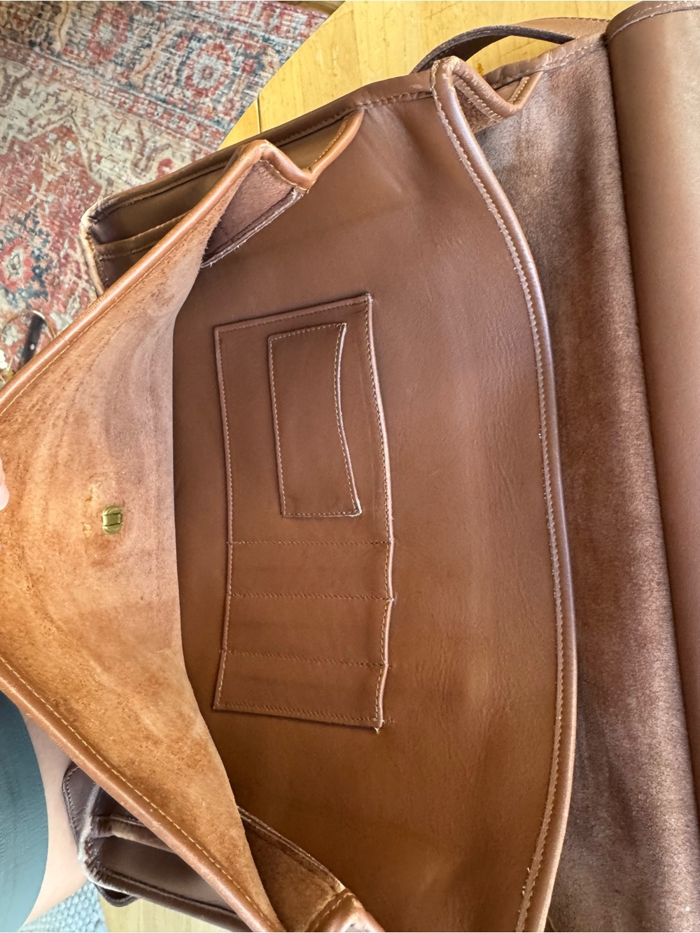 Coach Brown Leather Flap Laptop Satchel with Adjustable Strap - Picture 10 of 12